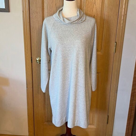 J. Crew Gray French Terry Cowlneck Dress Medium - Picture 2 of 7